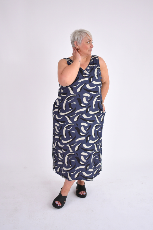 The Slip Dress - Blue Print