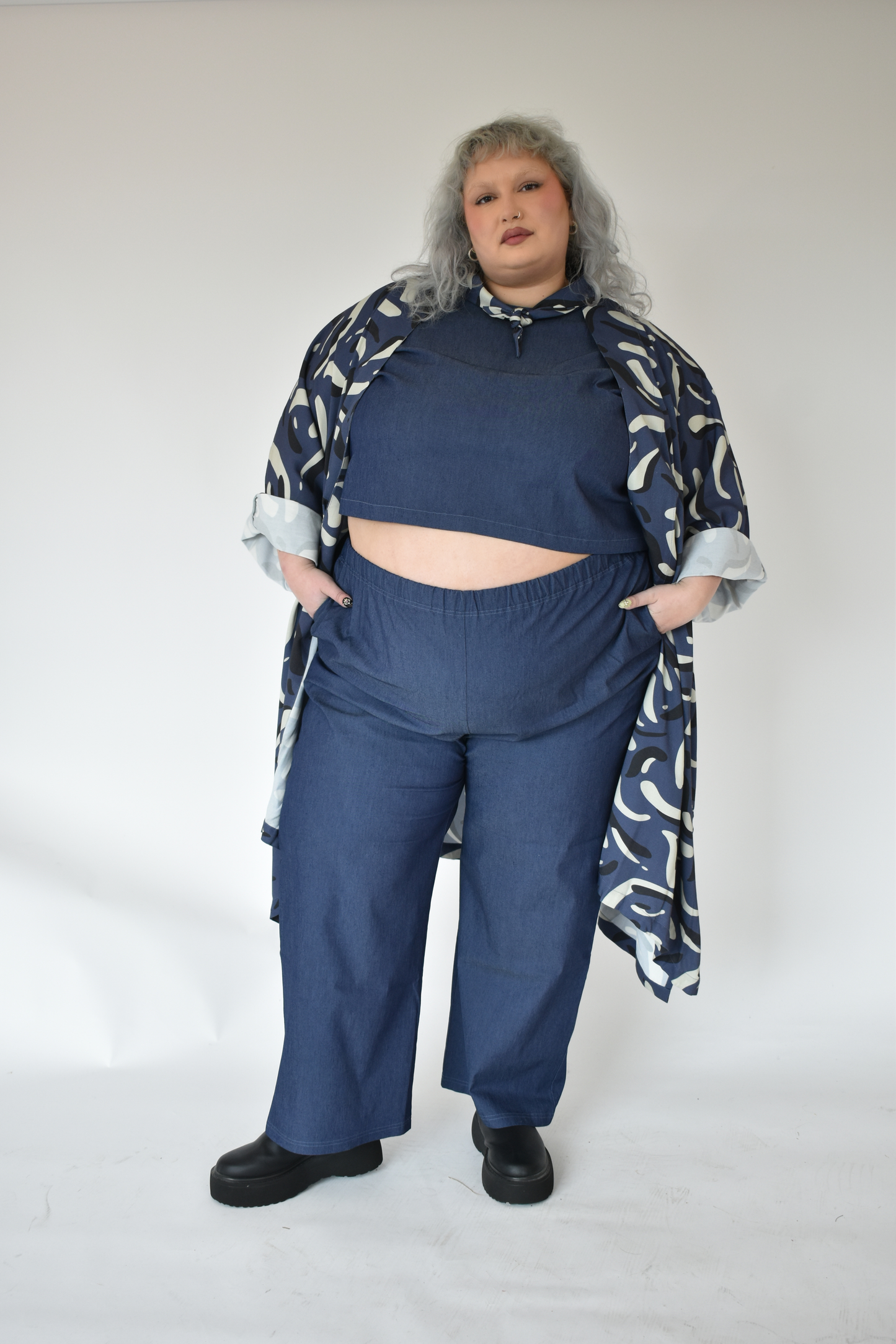 The Wide Leg Trouser - Chambray