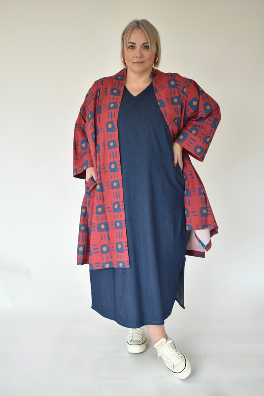 The Throw on Jacket - Red Print