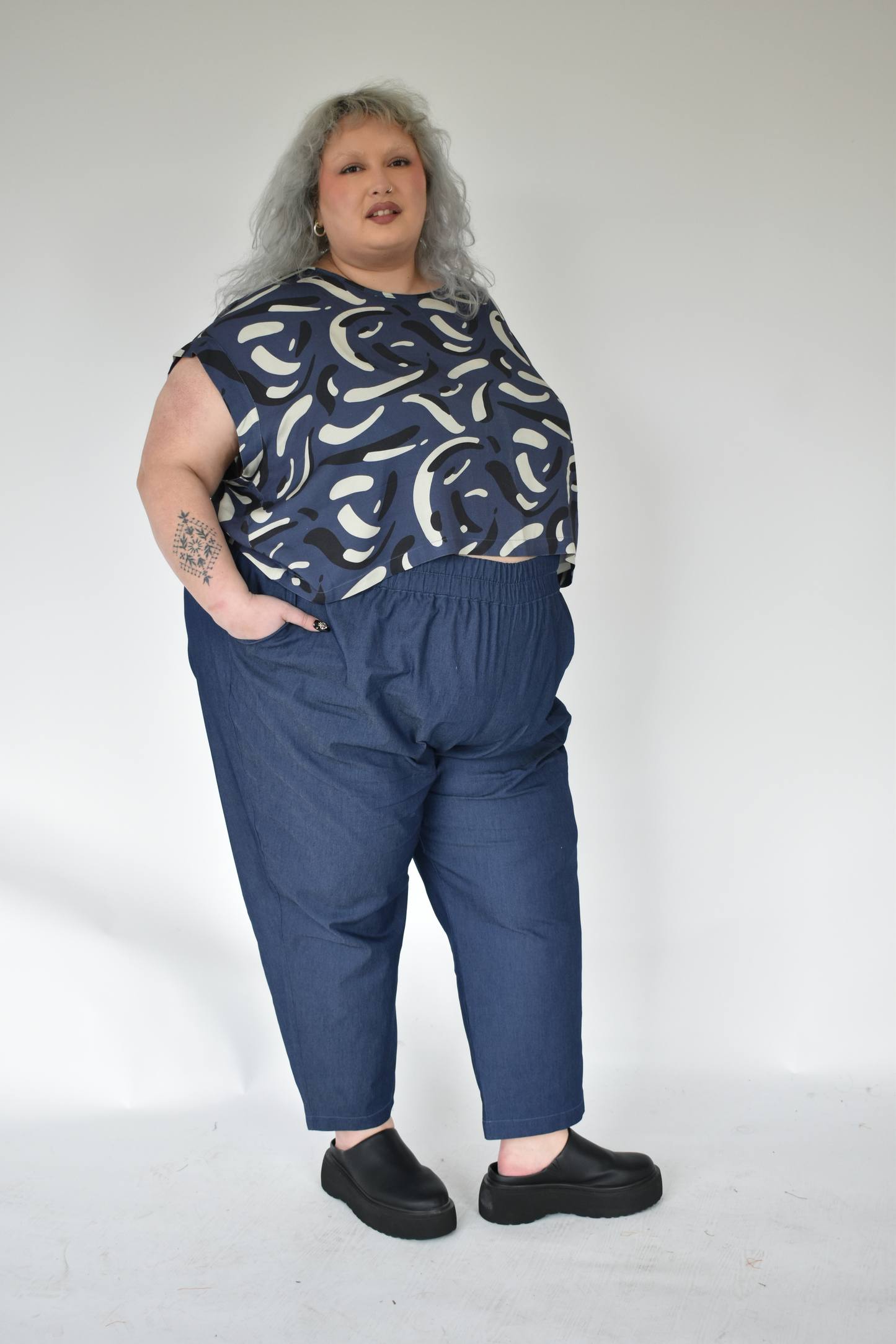 The Boxy Tee - Blue Print